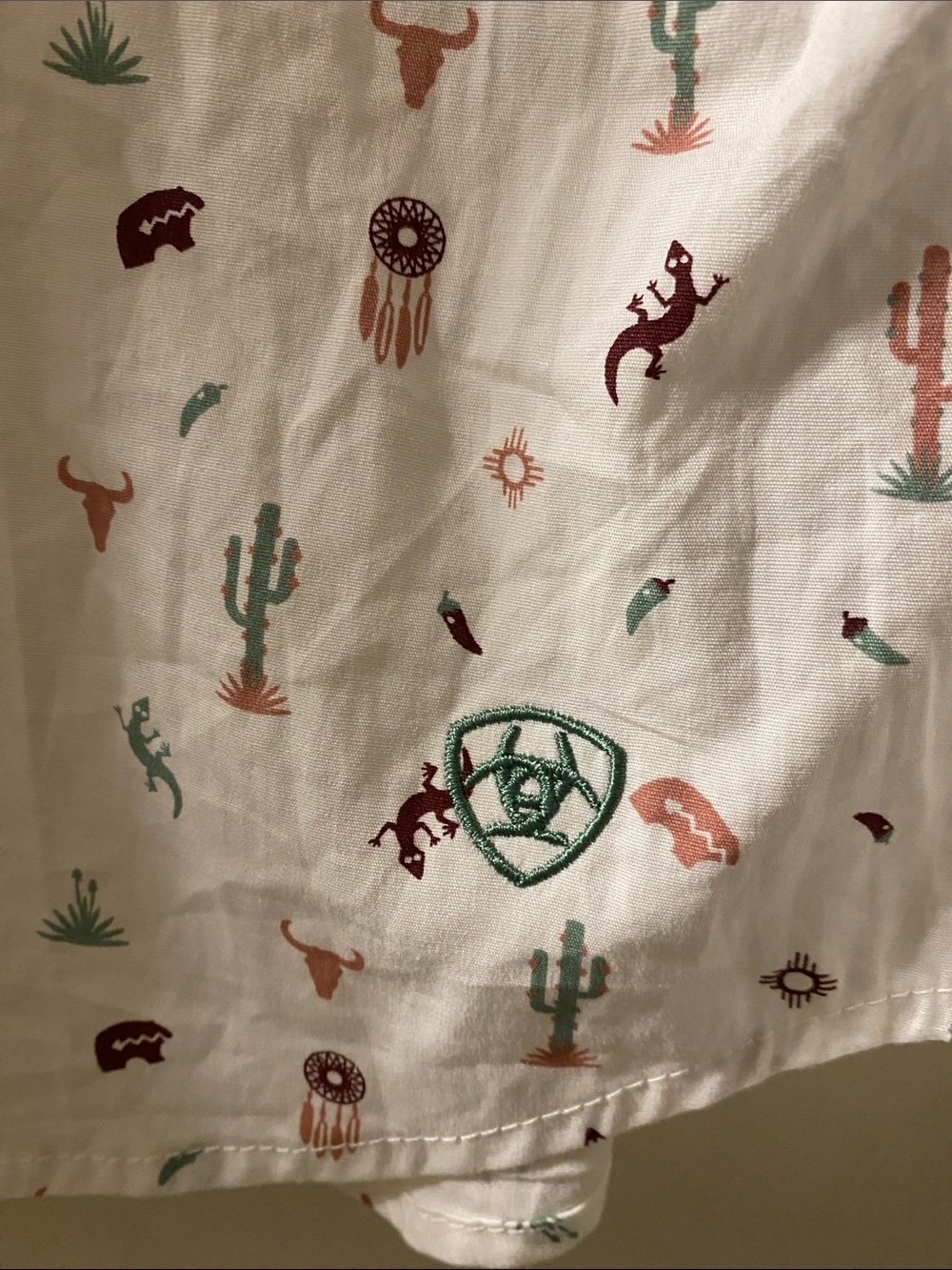 Ariat White Long-Sleeve Western Shirt with Cactus Print - Picture 4 of 5